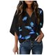thumbnail image 1 of Camiseta de blusa estampada de manga media con cuello en V informal de verano para mujer Pompotops  hkajfhjk471455, 1 of 5