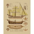 thumbnail image 2 of Vision Studio 26x32 Black Ornate Wood Framed with Double Matting Museum Art Print Titled - Antique Ship Plan II, 2 of 4