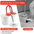 thumbnail image 2 of Spin Mop and Bucket with Wringer Set, Mop Bucket System with 6 Microfiber Mop Head, 1 Floor Scrub Brush and 61" Stainless Steel Adjustable Handle for Floor Cleaning, White, 2 of 6