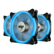Aigo Halo Ring Fan 140mm Case Fan Quiet Edition High Airflow Adjustable Color LED Case Fan for PC Cases, CPU Coolers,Radiators 4 Pin/3 Pin (140mm, 3 Pack Ice Blue)