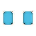 thumbnail image 3 of 2 ct Push-Back Stud Earrings for Women | 7x5mm Emerald Cut Simulated Turquoise | 18K Rose Gold, 3 of 5