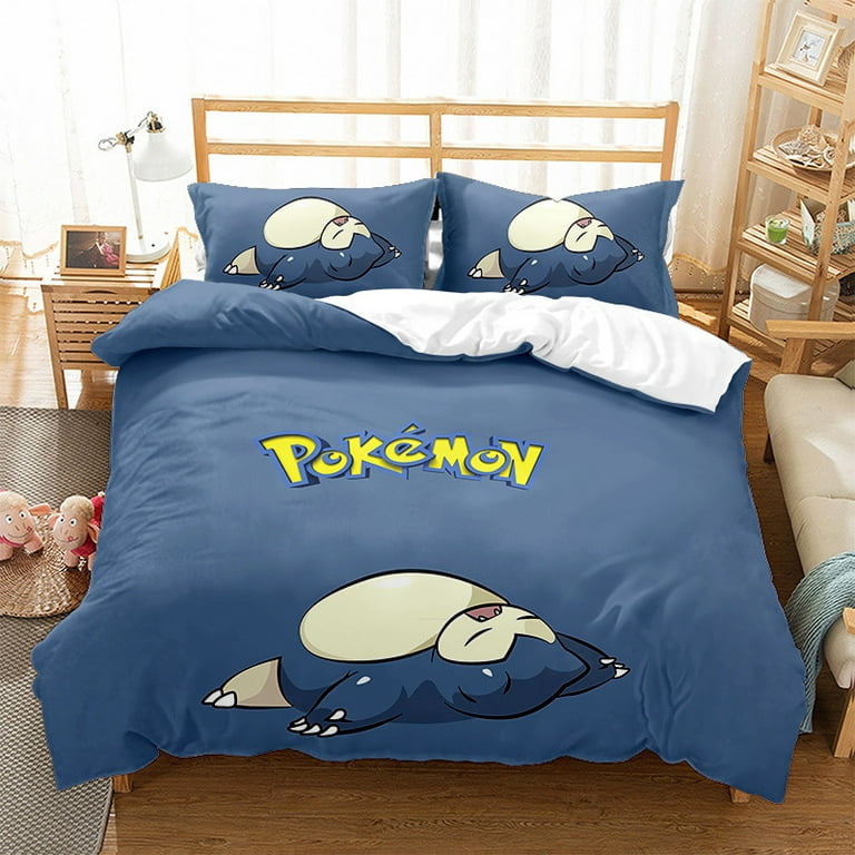 Full Twin Queen King Size Anime Bedding Set 3D Pokemon Pikachu Bedding Duvet Cover Set Quilt Cover with 2 Manga Pillow Case for Anime Lovers Walmart