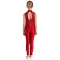 thumbnail image 3 of Aislor Big Kids Girls Full Length Sleeveless Bodysuit Gymnastics Ballet Leotard Unitard Jumpsuit Burgundy 14, 3 of 7