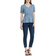 thumbnail image 2 of Allegra K Women's Faux Placket Ruffle Hem Puff Sleeve Button Decor Peplum Top, 2 of 5