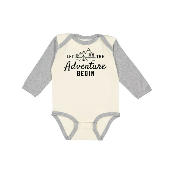 Inktastic Let the Adventure Begin with Camping Tent and Mountains Boys or Girls Long Sleeve Baby Bodysuit