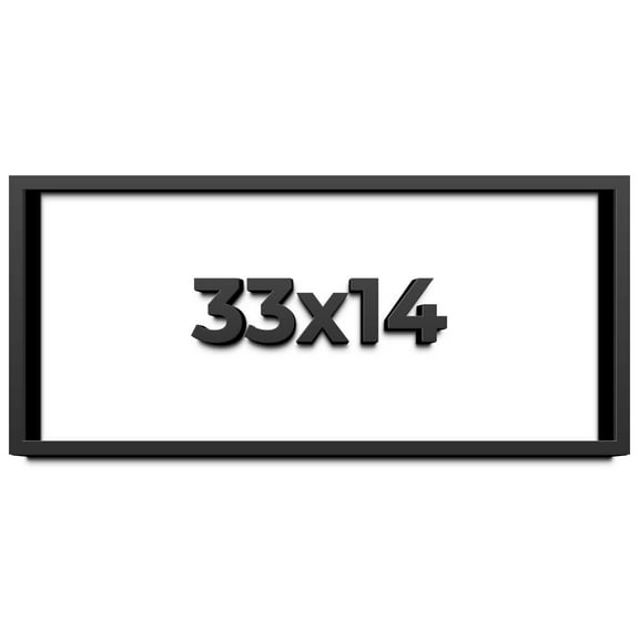 33x14 Shadow Box Frame Black | 1 inches Deep Real Wood Contemporary Shadowbox Display Frame | UV