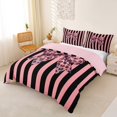 thumbnail image 3 of spefrowx Chic Leopard Print Bow Duvet Cover Queen for Teens, Fashion Stripe Abstract Queen Bedding, Pink Reversible, 3 Pieces, 1 Duvet Cover and 2 Pillowcases, 3 of 6