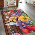 thumbnail image 2 of Hello Spring Area Rugs 4x6 ft Red Yellow Purple Flower Butterfly Floral Wood Grain Washable Rug Non Slip Indoor Carpet Absorbent Floor Mat for Living Room Bedroom Dining Room, 2 of 9