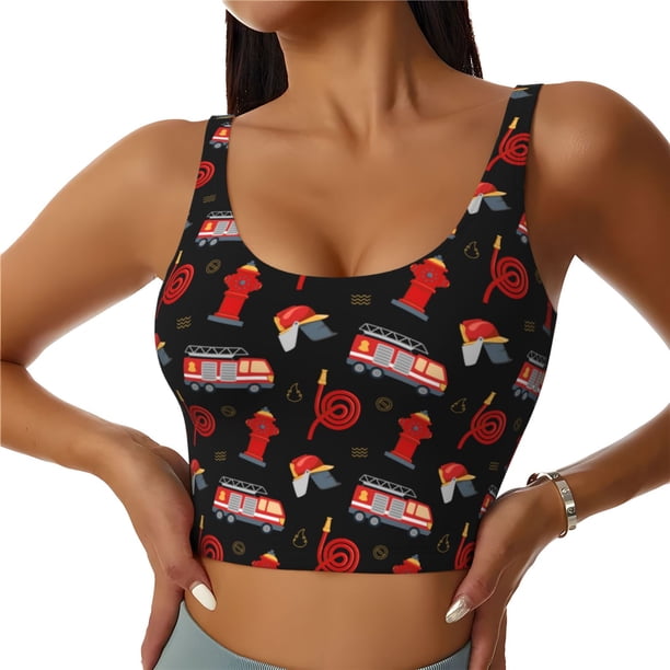 Balery Fire Fighting Sujetadores deportivos con espalda cruzada para mujer, acolchados, sin costuras, de alto impacto, ideales para yoga, gimnasio, entrenamiento y fitness.-