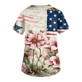 thumbnail image 4 of Nursing Scrubs Women Vintage American Flag Graphic Print Scrub Nurse Shirts Plus Size V Neck T Shirts Short Sleeve Scrub Top Patriotic Shirt 4th Of July Tee Tops, 4 of 4