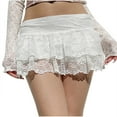 thumbnail image 2 of TIMIFIS Women's Ruffle Layered Lace Trim Shorts Solid Color Elastic Waist Sweet Multi Layer Cake Stacking Skirt Pants, 2 of 8