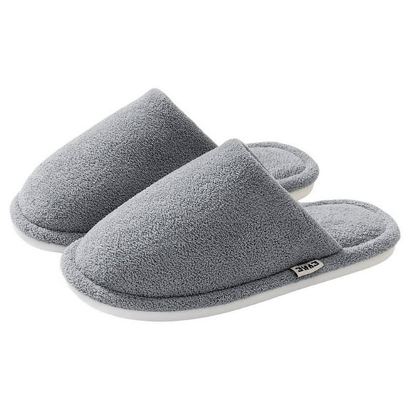AUXDIQ Women Men Comfortable Fleece Winter Slippers Warm Slip-on House Shoes Indoor Outdoor, Grey, 13/14 US