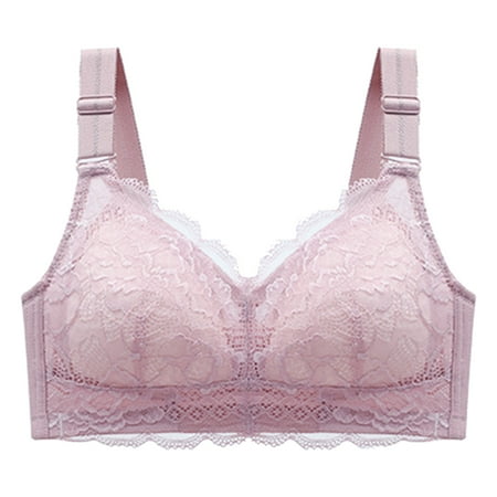 

Vedolay Bras For Women Women Minimizer Unlined Underwire Bra Full Coverage Plus Size Full Figure Unpadded Bras Eyelash Lace Bras Pink 75B