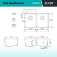 thumbnail image 6 of 32" x 19" Quartz Kitchen Sink, Double Bowl Sink, Drop-in Sink, Undermount Sink, Granite Kitchen Sink, Galaxy Mocha Kitchen Sink, with Grids, Basket Strainer and Flange Lexicon Platinum LP-5050-M, 6 of 7