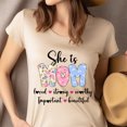 thumbnail image 4 of Women's Graphic Premium T-Shirt She is MOM with Positive Words and Pastel Design, Yellow, 2XL, 4 of 6