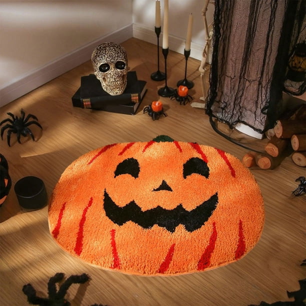Alfombras de calabaza para Halloween, alfombra con forma de hojas de arce y calabaza, para el Día de Acción de Gracias, decoración de Halloween para sala de estar, dormitorio, cocina y baño.