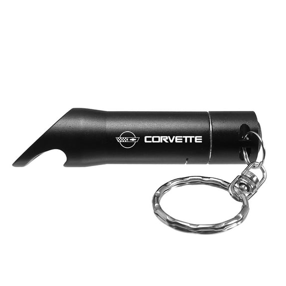 Chevrolet Corvette C4 Black LED Flashlight Bottle Opener Key Chain