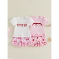 thumbnail image 3 of BemeyourBBs 2Pcs Toddler Baby Girls Summer Clothes Baseball Outfit Puff Short Sleeve Crew Neck Baseball Bow Embroidery T Shirt Tops and Elastic Waist Shorts Set, 3 of 9