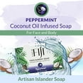 thumbnail image 3 of Coco Fiji Soap Bar for Face and Body Infused With Organic Coconut Oil, Peppermint, Essential Oil, Natural Soap for Moisturizing & Pore Purifying Skin, 7 oz, Pack of 2, 3 of 8