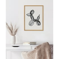 Kate and Laurel Black Bubble Balloon Dog Animal Framed Wall Art by The Creative Bunch Studio, 12x16 Gold, Modern Balloon Animal Art for Wall