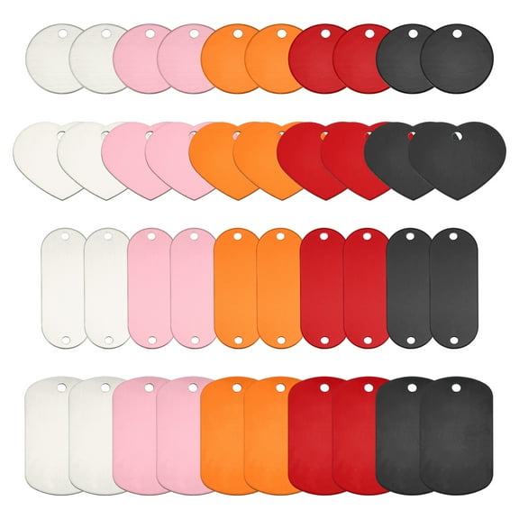 Uxcell Aluminum Engraving Blanks Tags, 120Pcs Metal Laser Engravable Stamping Blanks Set, Black/Silver/Pink/Red/Gold