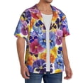 thumbnail image 2 of PAYOHTO Colorful Flowers Mens Hawaiian Casual Short-sleeved Shirt Tropical Summer Beach Button Down Shirts, 2 of 7