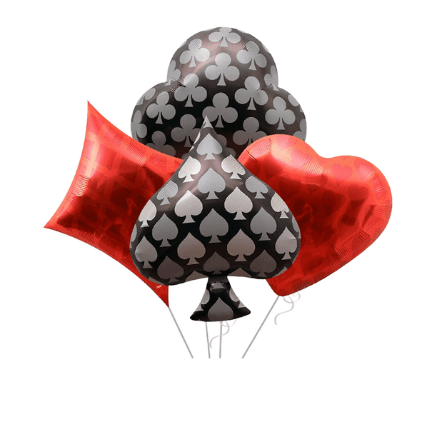Juego de cartas y dados con forma de globo, 4 piezas, tema de casino