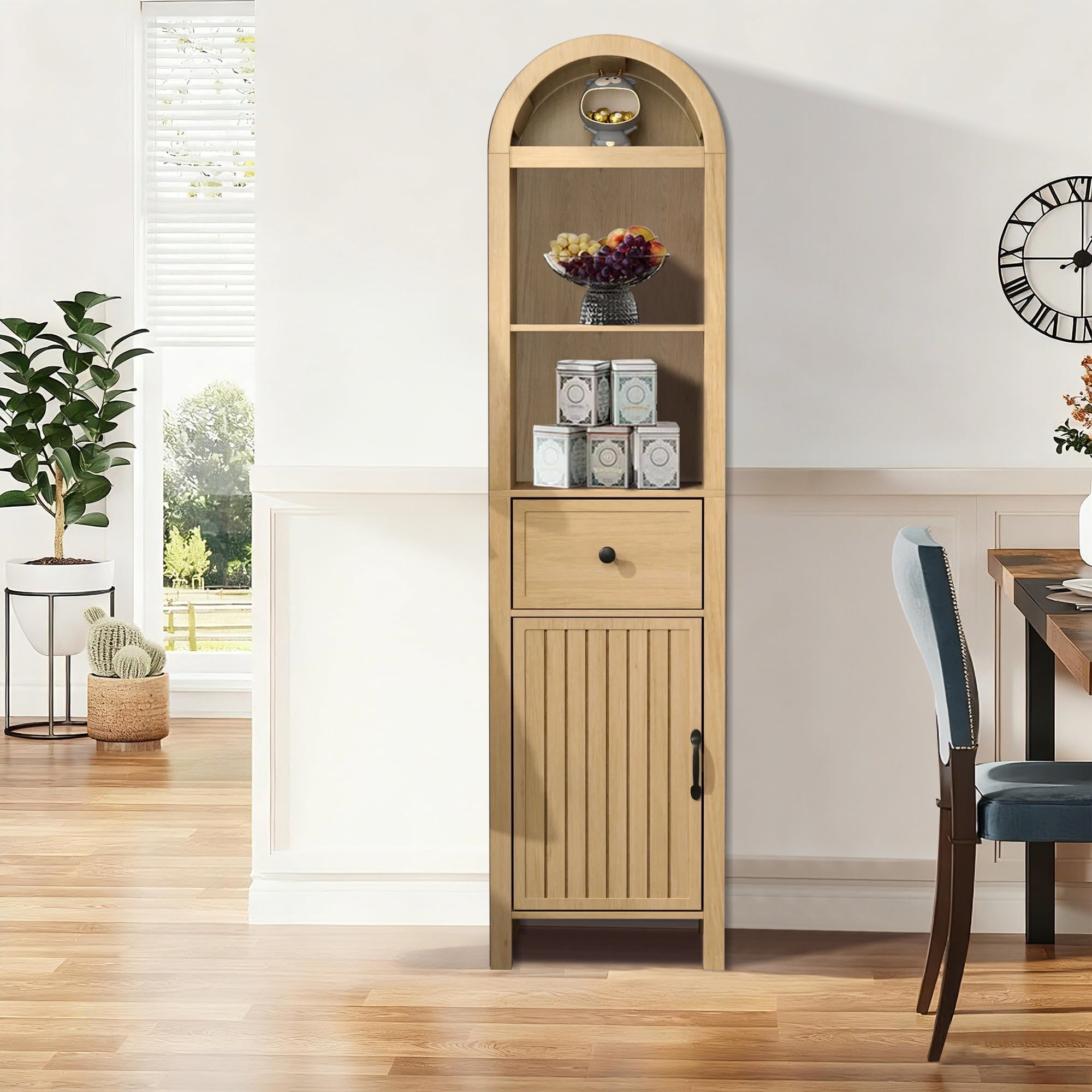 Fiogmub Tall Storage Cabinets with Doors and Shelves, Narrow Tall Linen Cabinet with Drawer