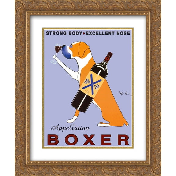 Appellation Boxer 2x Matted 15x18 Gold Ornate Framed Art Print by Ken Bailey