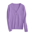 thumbnail image 2 of Lightweight V Neck Cardigan Sweater, Purple M, Size S-3XL, 2 of 8