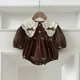 thumbnail image 1 of Korean Bow Embroidered Baby Bodysuit Spring Cute Girls Long Sleeve Butterfly Collar Dress Children's Clothes Sisters Dress, 1 of 6