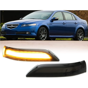 Black Smoke Lens Performance Mirror Turn Signal Light with Sequential Amber LED Output (Left   Right) Compatible with 2007-2008 Acura TL Base Models and Type-S