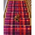 thumbnail image 2 of Red Purple Stair Treads for Wooden Steps Indoor Runner Rug Carpet, Modern Striped Plaid Abstract Oil Painted 7 Pieces Peel and Stick Staircase Step Treads Covers Washable Throw Door Mats, 30"x8", 2 of 6