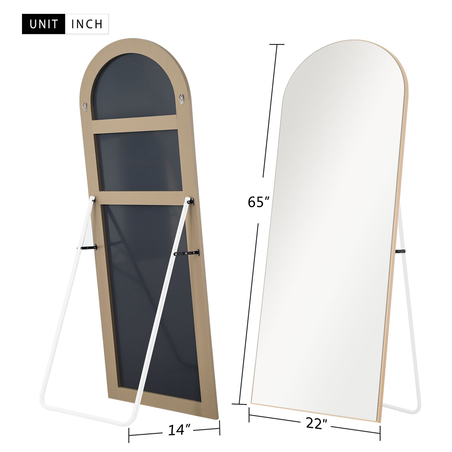 Floor Mirror Arch Mirror Full Length Mirror Large Mirror for Bedroom Living room Dressing Room Log Color 64"x 21"