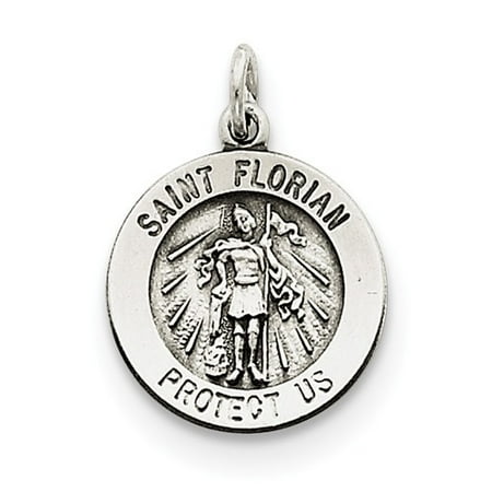 Sterling Silver Engravable Antiqued Saint Florian Medal
