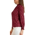 thumbnail image 4 of Allegra K Women's Ruffled Mock Neck Smocked Long Sleeve Printed Blouse, 4 of 6