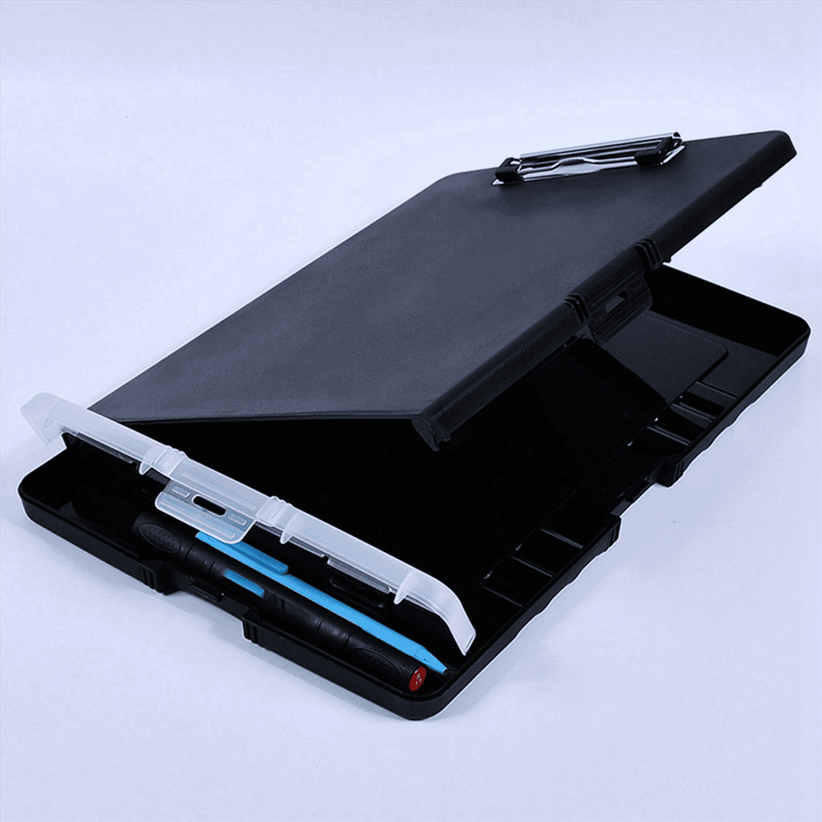 3X Clip Board Organizer Clipboards with Storage Nursing Clipboard Foldable File Folder Plastic (Black)