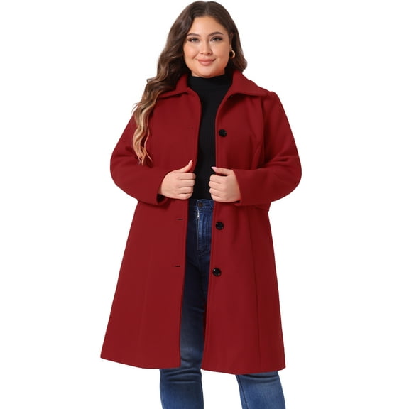 DARING DIVA Women's Plus Size Long Sleeve Utility Overcoat 4X Dark Red