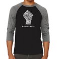 thumbnail image 1 of LA Pop Art Men's Raglan Baseball Word Art T-shirt - Black Lives Matter, 1 of 2
