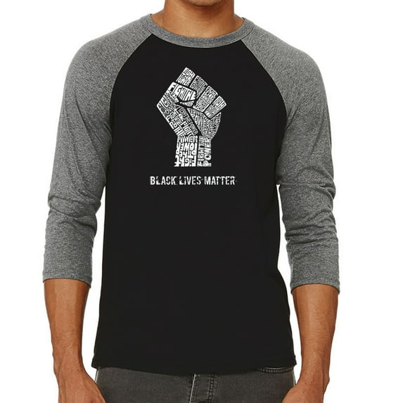 LA Pop Art Men's Raglan Baseball Word Art T-shirt - Black Lives Matter