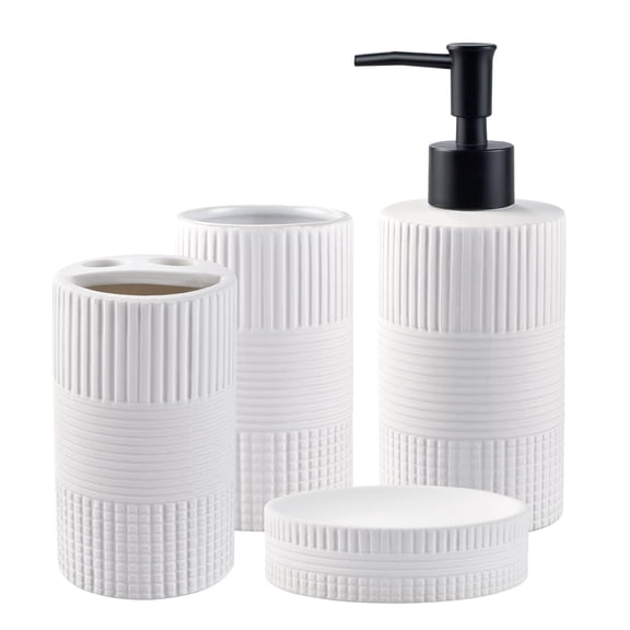 Bath Accessories Set 4-piece YY-BSE06-MT-BWhite-4pcs Countertop Organizer