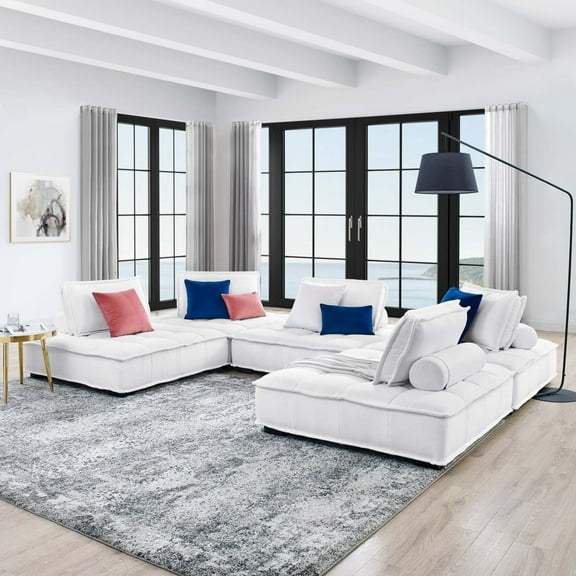 Saunter Tufted Fabric Fabric 5-Piece Sectional Sofa-EEI-5210