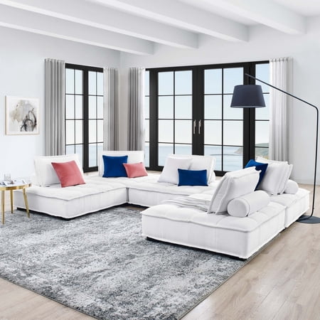 Saunter Tufted Fabric Fabric 5-Piece Sectional Sofa-EEI-5210