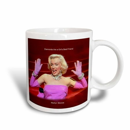 3dRose Marilyn Monroe Singing Diamonds Are a Girls Best Friend (textured) (PD-US), Ceramic Mug,
