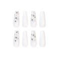 thumbnail image 5 of 24pcs Long Coffin Fake Nails Gradient White False Nails Star Full Cover Artificial Press On Nails For Women And Girls, 5 of 5