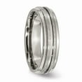 thumbnail image 4 of Grey Titanium Ring Band Wedding Ridged Grooved Edge 6mm Satin and Polished, 4 of 6