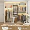 thumbnail image 5 of 96 Inch Hanging Closet System, 8 FT Closet Organizer System with Hanging Rod, Walk In Mounted Closet System, Built-In Clothes Garment Rack with 3 Shelving Towers(Can Be Cut To Fit), Black, 5 of 14