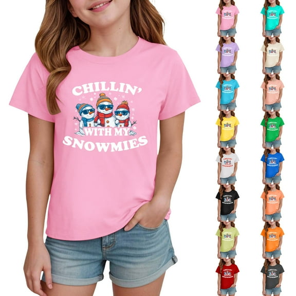 Ulanda Funny Chillin With My Snowmies Christmas Snowman Kids T-Shirt (Blue, 9-10Years)