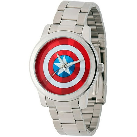 Marvel Captain America Men's Casual Alloy Watch, Silver Bracelet