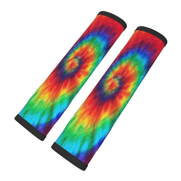 2 Pcs Auto Seat Belt Cover Soft Car Seatbelt Cover Automotive Seat Belt Cushion Pad Cover Shoulder Pad Backpack Shoulder Pad Spiral Tie Dye Pattern Paisley